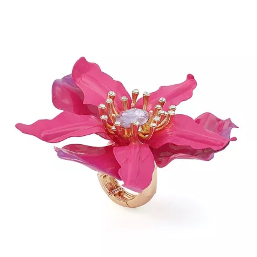 Betsey Johnson Hothouse Bloom Orchid Cocktail Ring - Picture 8 of 10